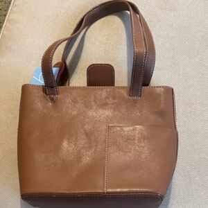 Nine West Brown Faux Leather Tote with Top Handles